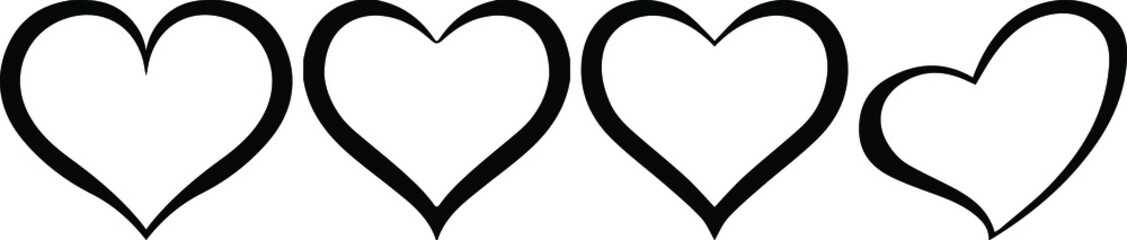 heart icons set vector. Set of love symbols isolated. Heart Black Love Logo Variations. Various simple vector heart love icon. Valentine's Day , medicine concept