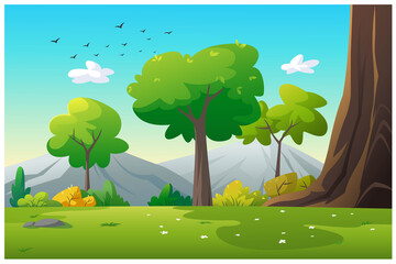 Vector images of the forest in the daytime