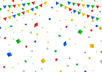 全面紙吹雪とガーランドのベクター素材／ビビッド／赤青黄緑