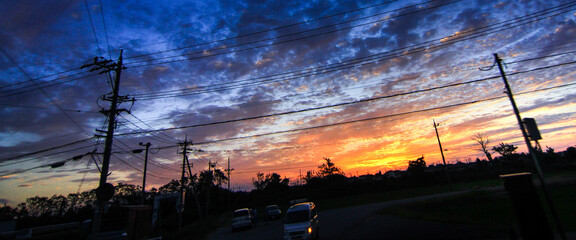 sunset over the city
