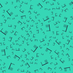 Fototapeta na wymiar Black Office desk icon isolated seamless pattern on green background. Vector