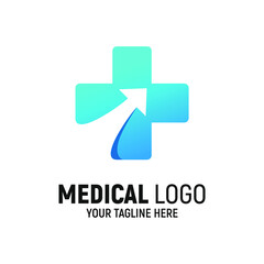 Cross Medical Arrow Logo Design Template Inspiration, Vector Illustration.