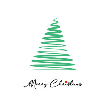 Merry Christmas card with Xmas tree vector design