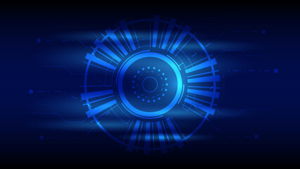 abstract futuristic innovation technology background concept. virtual glowing blue light Hi-tech circle digital HUD screen for modern graphic design
