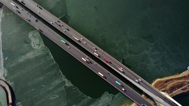 Aerial shot of Haihe Bridge in Tianjin Binhai New Area