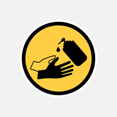 Circle sign of wash hand with hand sanitizer, sticker, icon, clipart. Vector Illustration design