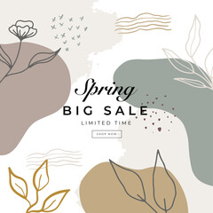 Spring sale social media square template. Social media post template for digital marketing and sales promotion on spring holidays.