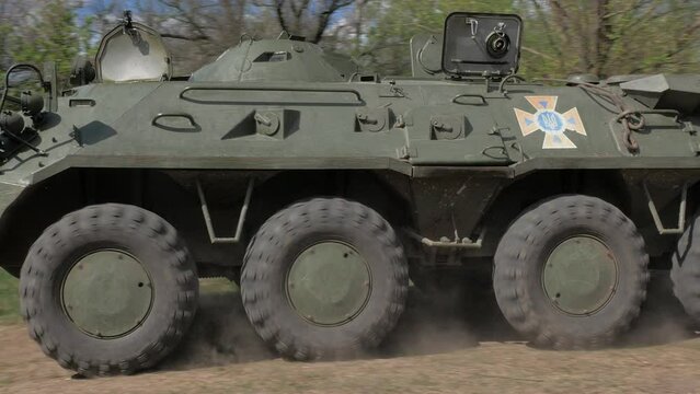 
BTR-80 rides in a village near Kyiv