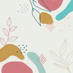 Trendy floral leaves flower fashion cover templates. Hand Drawn textures. Design for poster, card, invitation, placard, brochure, flyer. Vector