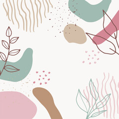 Abstract floral organic shapes background. Contemporary modern hand drawn vector illustration.