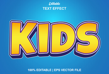 kids text effect with yellow and blue color.
