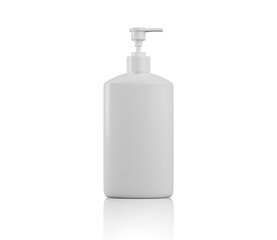 Liquid Soap. cosmetics white Plastic Bottle. Blank white mockup plastic bottle for cosmetic product isolated on white background.  3d render illustration