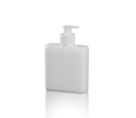 Liquid Soap. cosmetics white Plastic Bottle. Blank white mockup plastic bottle for cosmetic product isolated on white background.  3d render illustration