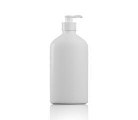 Liquid Soap. cosmetics white Plastic Bottle. Blank white mockup plastic bottle for cosmetic product isolated on white background.  3d render illustration