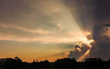 Sunrays in the evening at summer, trust and hope, heaven