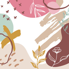 Abstract floral contemporary organic shapes background. Minimalist aesthetic.