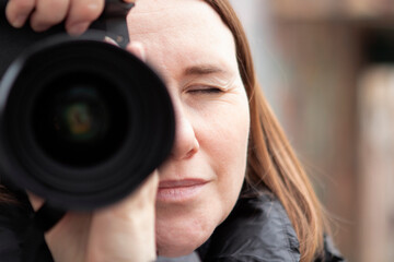 girl taking pictures in spring