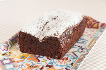 Chocolate brownies with icing sugar