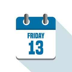 friday the 13th blue calendar icon isolated on white