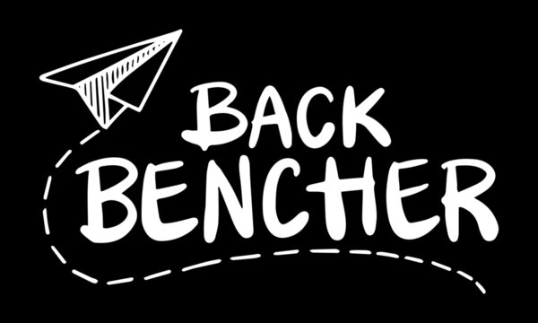 Back Benchers lettering with paper plane. T-Shirt Design Vector.
