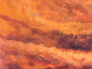 Abstract art background dark red and orange colors. Watercolor painting on canvas with brown gradient.