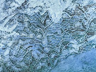 Abstract art background light blue color. Watercolor painting on canvas with ornate.