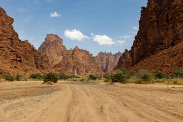 Wadi Al Disah valley views in Tabuk region of western Saudi Arabia