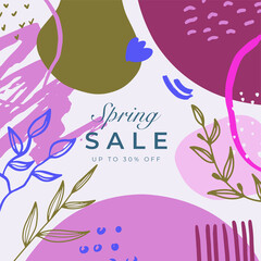 Social media stories and post template vector set. Abstract shapes cover background with floral and copy space for text and images. Vector illustration.