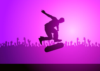 Fototapeta na wymiar Skateboarder people silhouettes