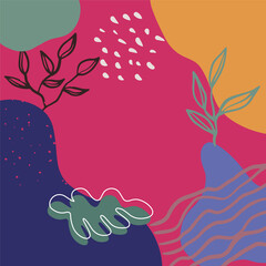 Vector design templates in simple modern style with copy space for text, flowers and leaves - wedding invitation backgrounds and frames, social media stories wallpapers