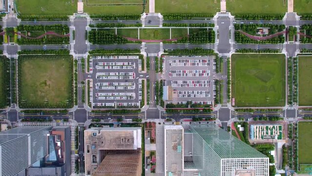 Aerial shot of Yujiapu Business District, Binhai New Area, Tianjin
