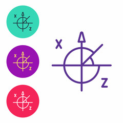 Set line Trigonometric circle icon isolated on white background. Set icons colorful. Vector