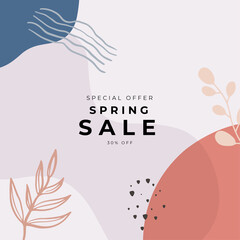 Fototapeta na wymiar Hello spring banner background template with colorful flower. Can be use social media card, voucher, wallpaper, flyers, invitation, posters, brochure.