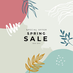 Fototapeta na wymiar Spring sale banner background template with colorful flower. Can be use social media card, voucher, wallpaper, flyers, invitation, posters, brochure.