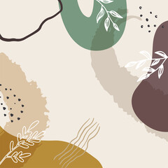 Minimalist abstract background with outline leaves