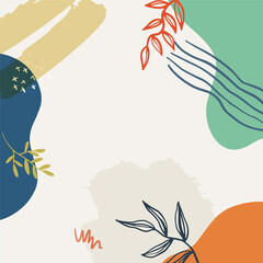 Obraz premium Vector design templates in simple modern style with copy space for text, flowers and leaves - wedding invitation backgrounds and frames, social media stories wallpapers