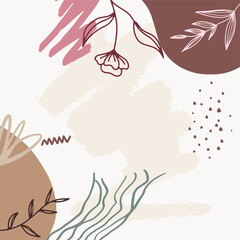 Vector collection of trendy creative cards with cut paper, floral exotic tropical elements, palm leaves