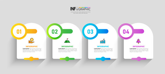 Four steps business infographics template vector.	