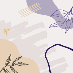 Modern vector illustrations with hand drawn organic shapes, textures and flowers.Trendy creative backgrounds for social media posts and stories, banners, branding design, covers
