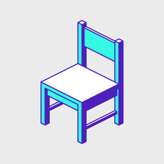 Wooden chair isometric vector icon illustration