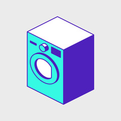 Washing machine isometric vector icon illustration