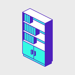 Book shelf isometric vector icon illustration