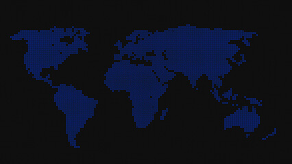 3d Pixel world map background. Digital dots in the form global earth. 