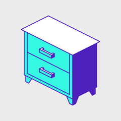 Bedside table or night stand isometric vector icon illustration