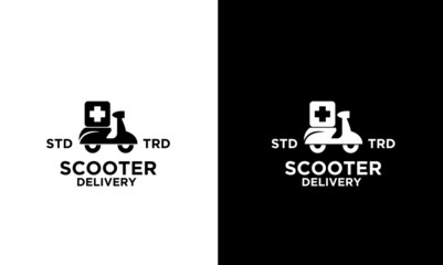 fast medical scooter delivery courier vector logo