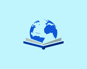 Globe and book combination logo