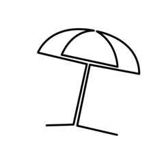 continuous line drawing of Beach umbrella on white background.