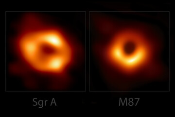 First image of our black hole Sgr A with black hole M87. Sagittarius A with Messier 87