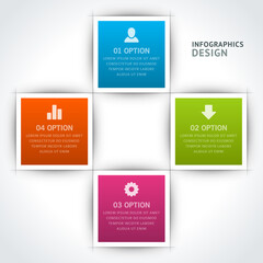 Realistic squared cubes with white frame infographics scheme business design template vector illustration. Geometric figure educational business presentation options connection front view