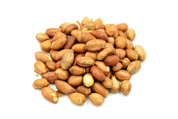 Peanuts on a white background. Healthy and fresh.nuts. Close-up.